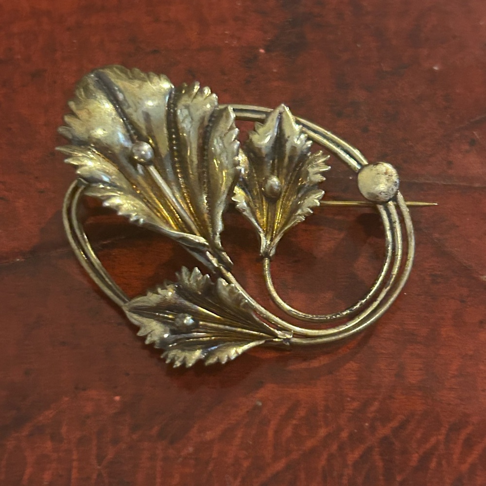 925 Sterling Silver Vintage Modernist Calla Lily Flower Oxidized Pin Brooch